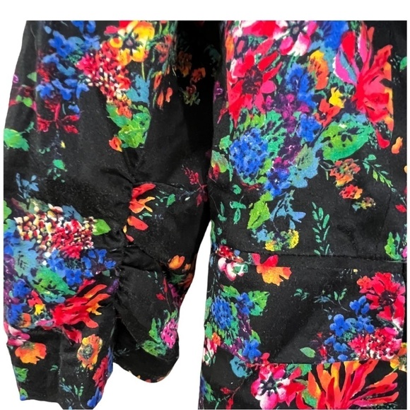 Laundry Shelli Segal Womens Sz 6 Blazer Jacket Single Button Black Floral Casual - Picture 3 of 11